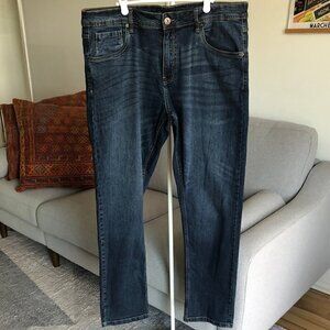 Raw Foundation Mile End Jeans Mens Slim Straight Leg High Rise Dark Blue 38 XL